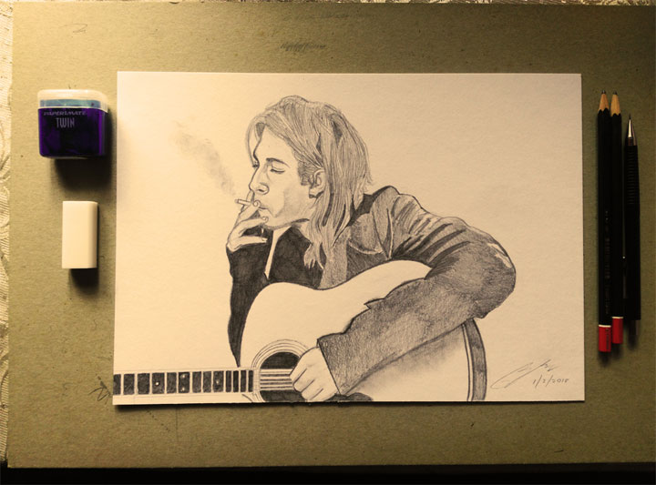 Kurt Cobain Pencil Sketch by Shah Ibrahim
