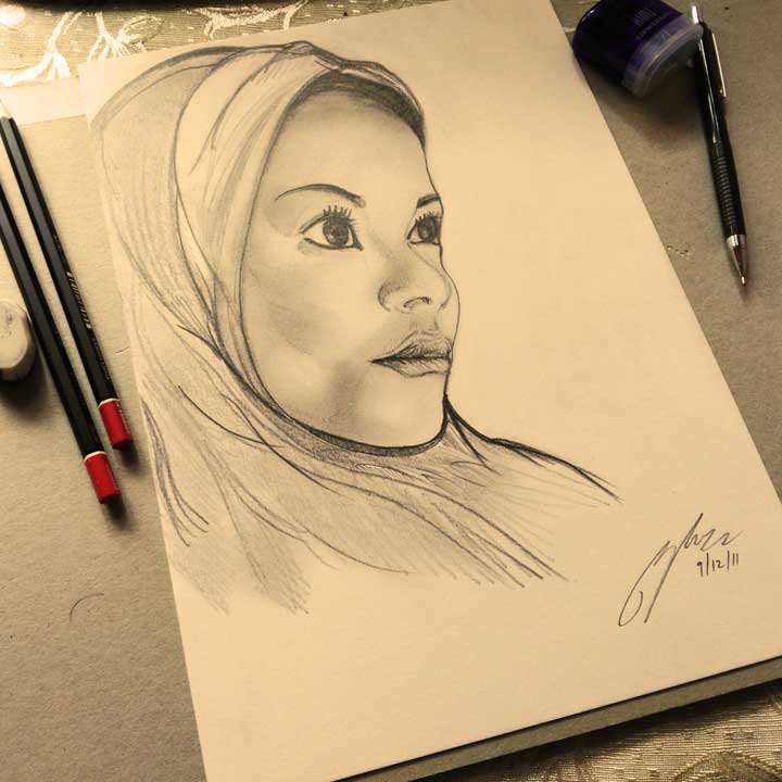 Tiz Zaqyah Soffiya Pencil Sketch by Shah Ibrahim