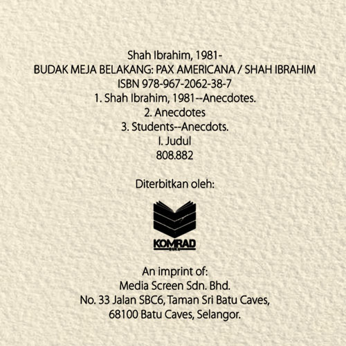 Budak Meja Belakang Pax Americana ISBN Number