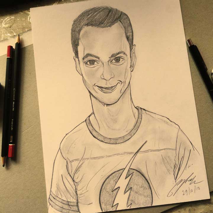 Dr Sheldon Cooper Pencil Sketch by Shah Ibrahim