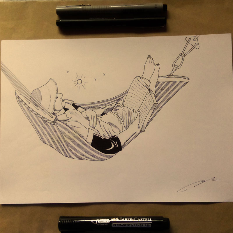 Ink Sketch Membaca Atas Hammock Blog Coretan Sang Flowerman